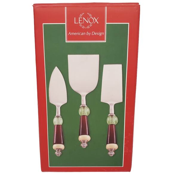 Lenox Holiday Gatherings 3 Piece Cheese Set Christmas Discontinued Lenox Set - Picture 1 of 14